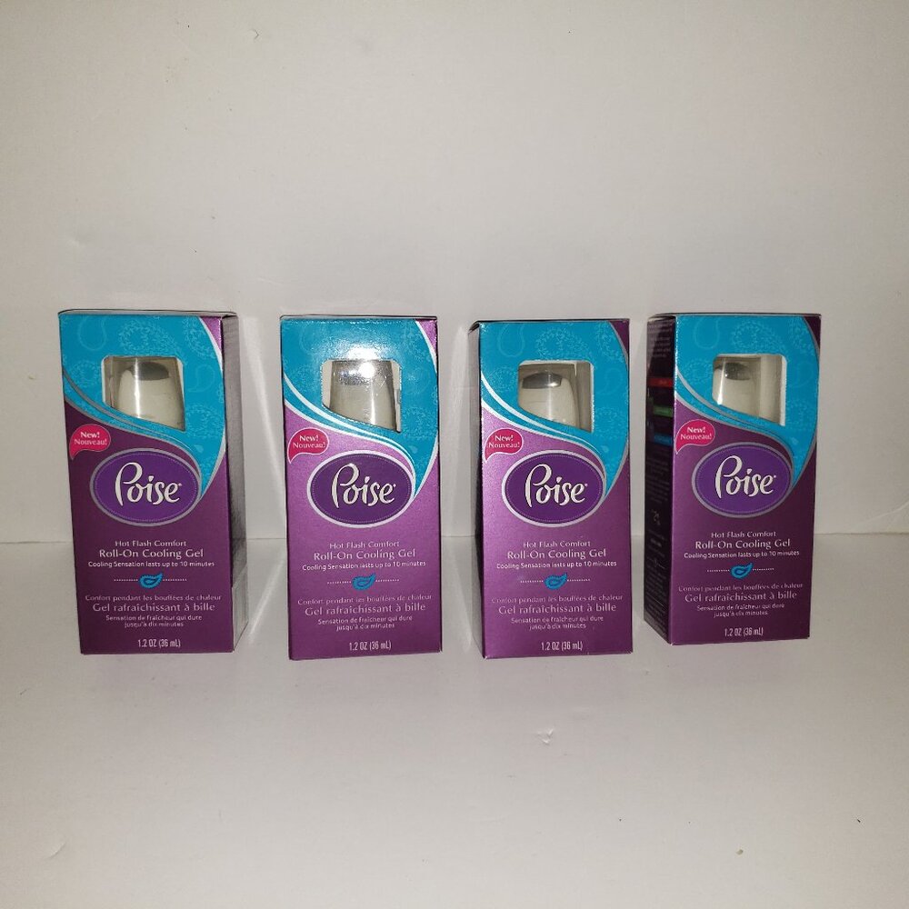 4x Poise Hot Flash Comfort Roll-On Cooling Gel 1. 2 oz Lot of 4 NEW